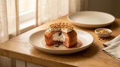 Bombarda napoletana: mini babà all’alchermes con crema di ricotta e cioccolato