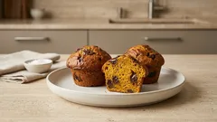 Muffin zucca e cioccolato fondente: morbidi e umidi, perfetti per colazione d’autunno