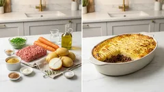 Cottage pie facile in teglia: carne, piselli e purè con crosticina dorata